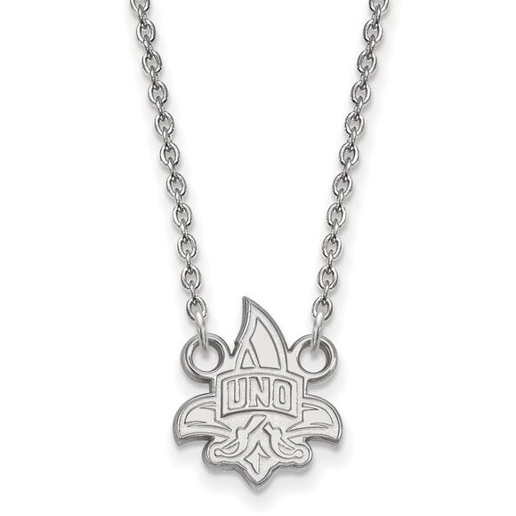 Sterling Silver U of New Orleans Small Pendant Necklace - Picture 1 of 4
